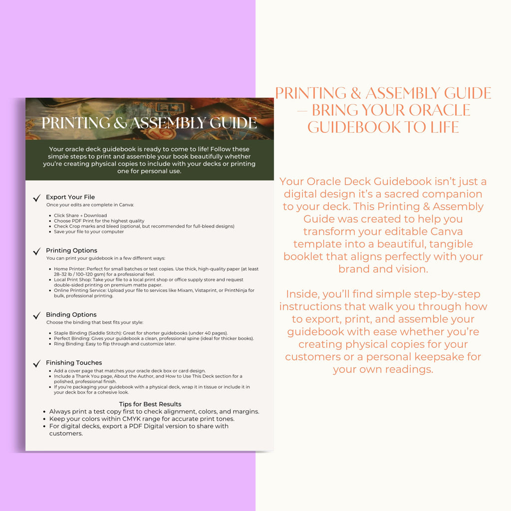 Oracle Deck Guidebook Template (Digital Download)