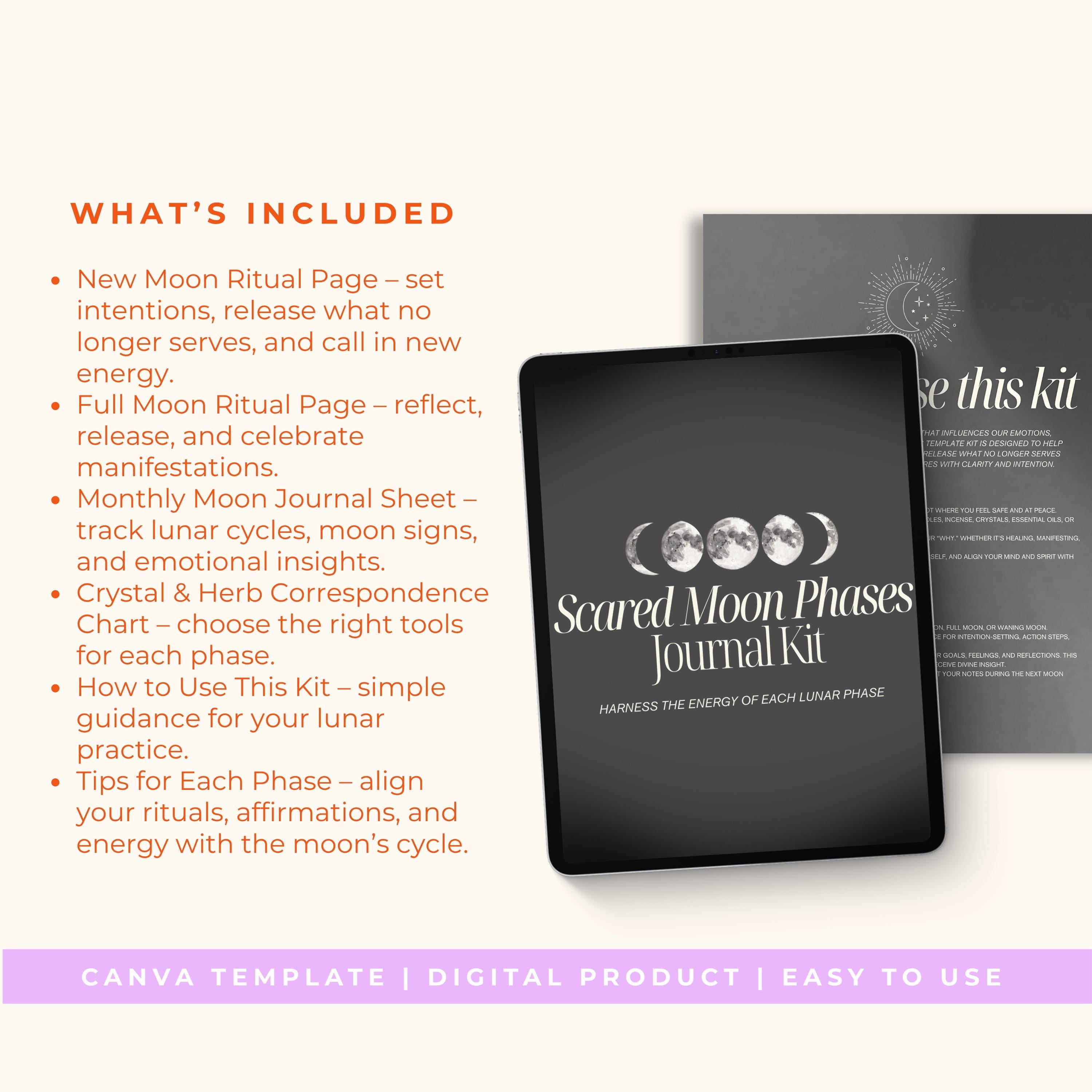 Moon Phases Journal Kit: Lunar Ritual Templates (Digital Download)