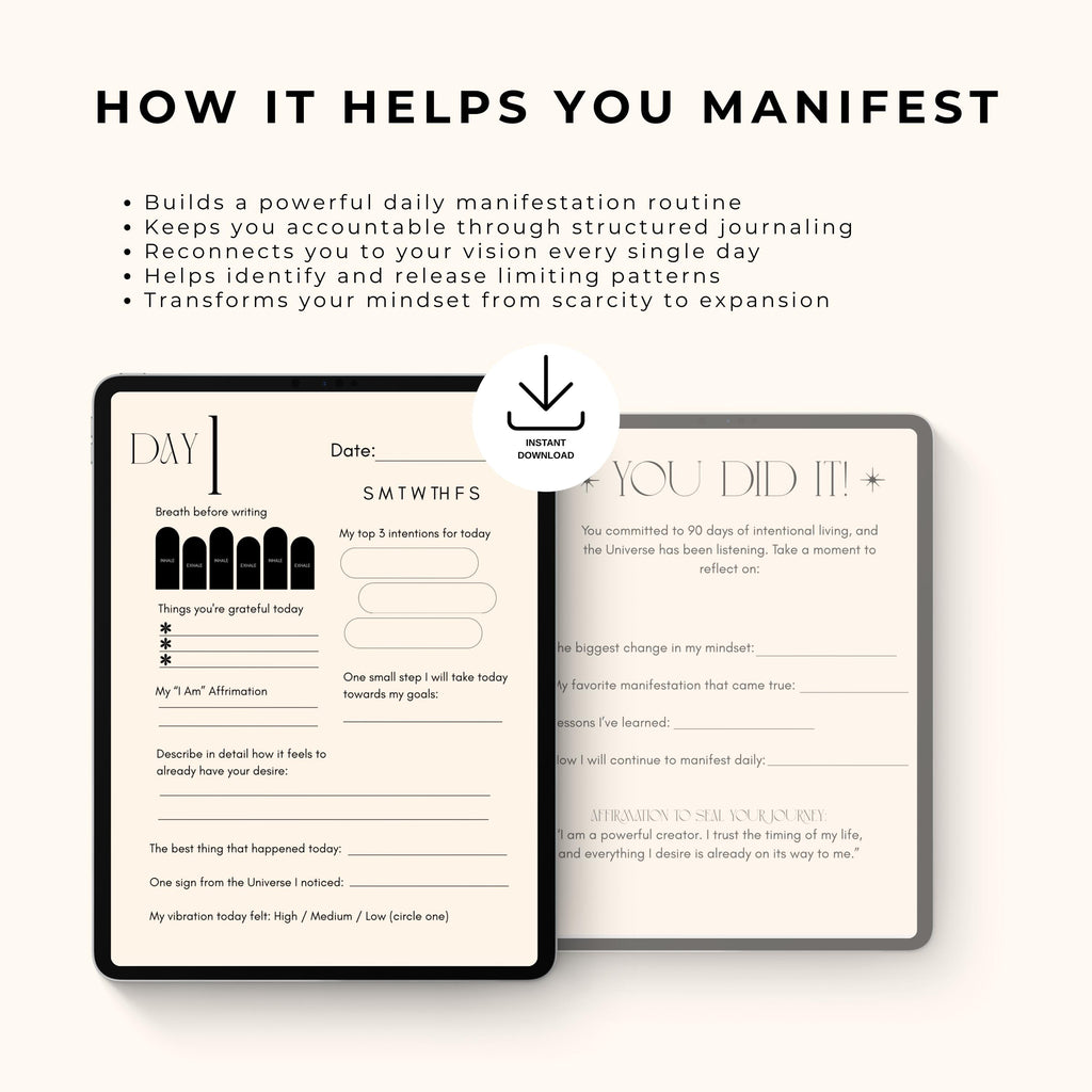 90 Day Manifestation Journal (Printable PDF)