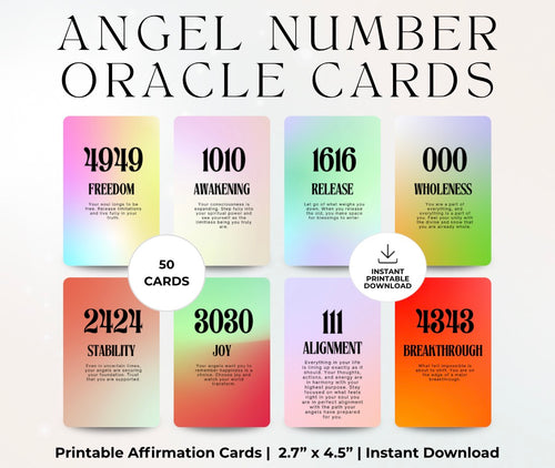 Angel Number Affirmation Cards: Printable Oracle Deck (PDF Download)