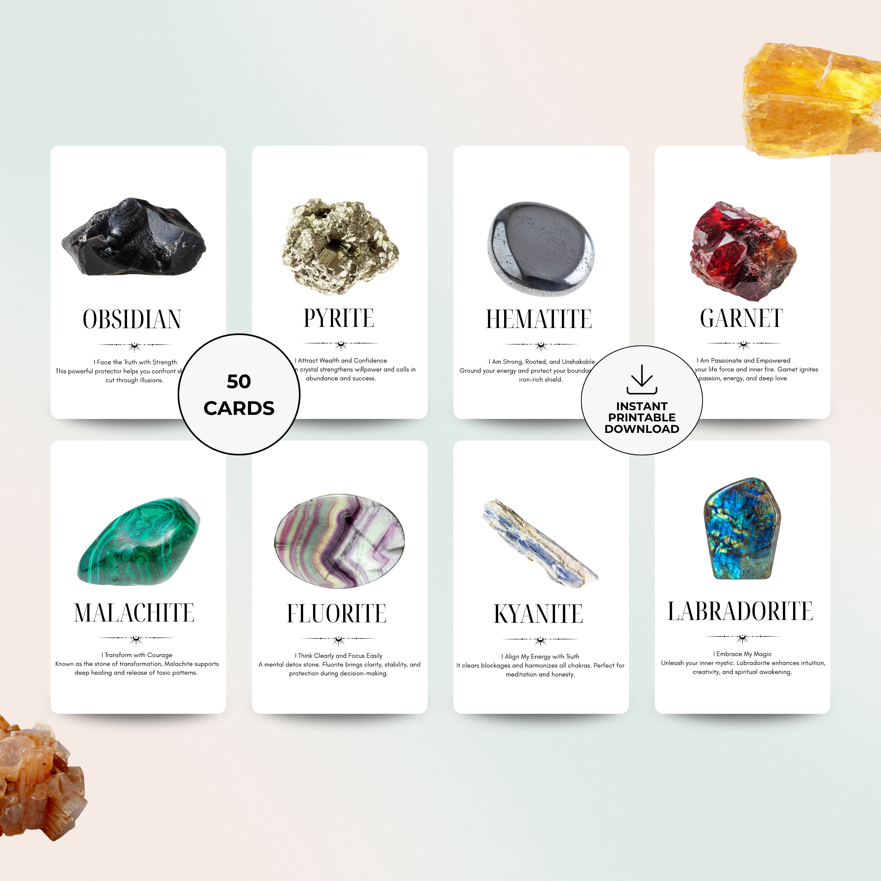 Crystal Affirmations Oracle Deck – 50 Digital Cards