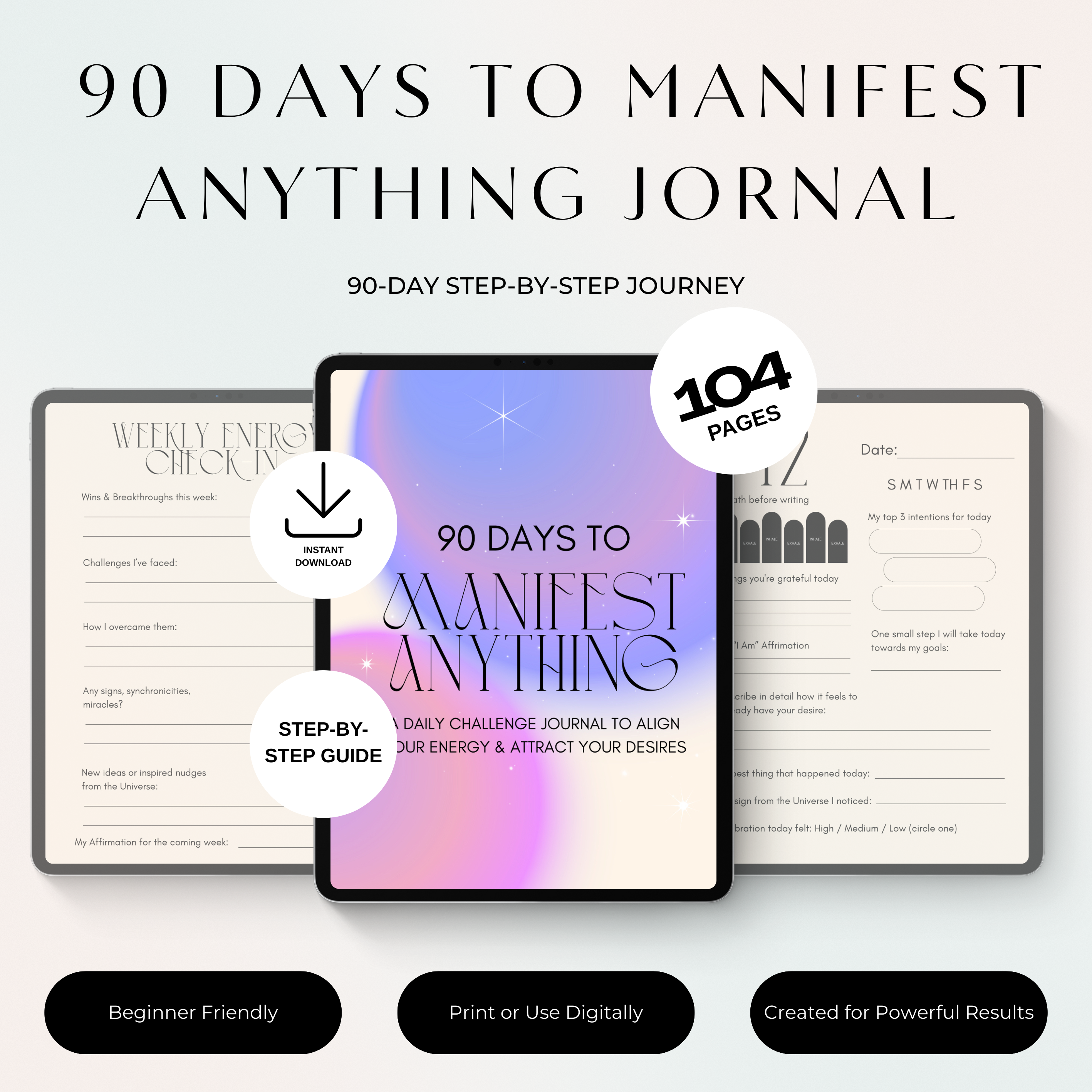 90 Day Manifestation Journal (Printable PDF)