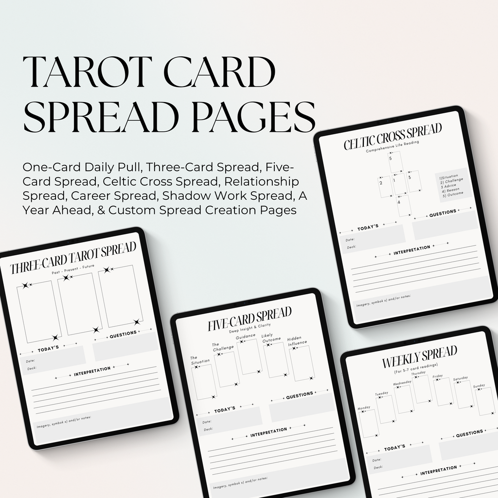 Tarot Cheat Sheet Workbook | Card Meanings, Spreads (PDF)