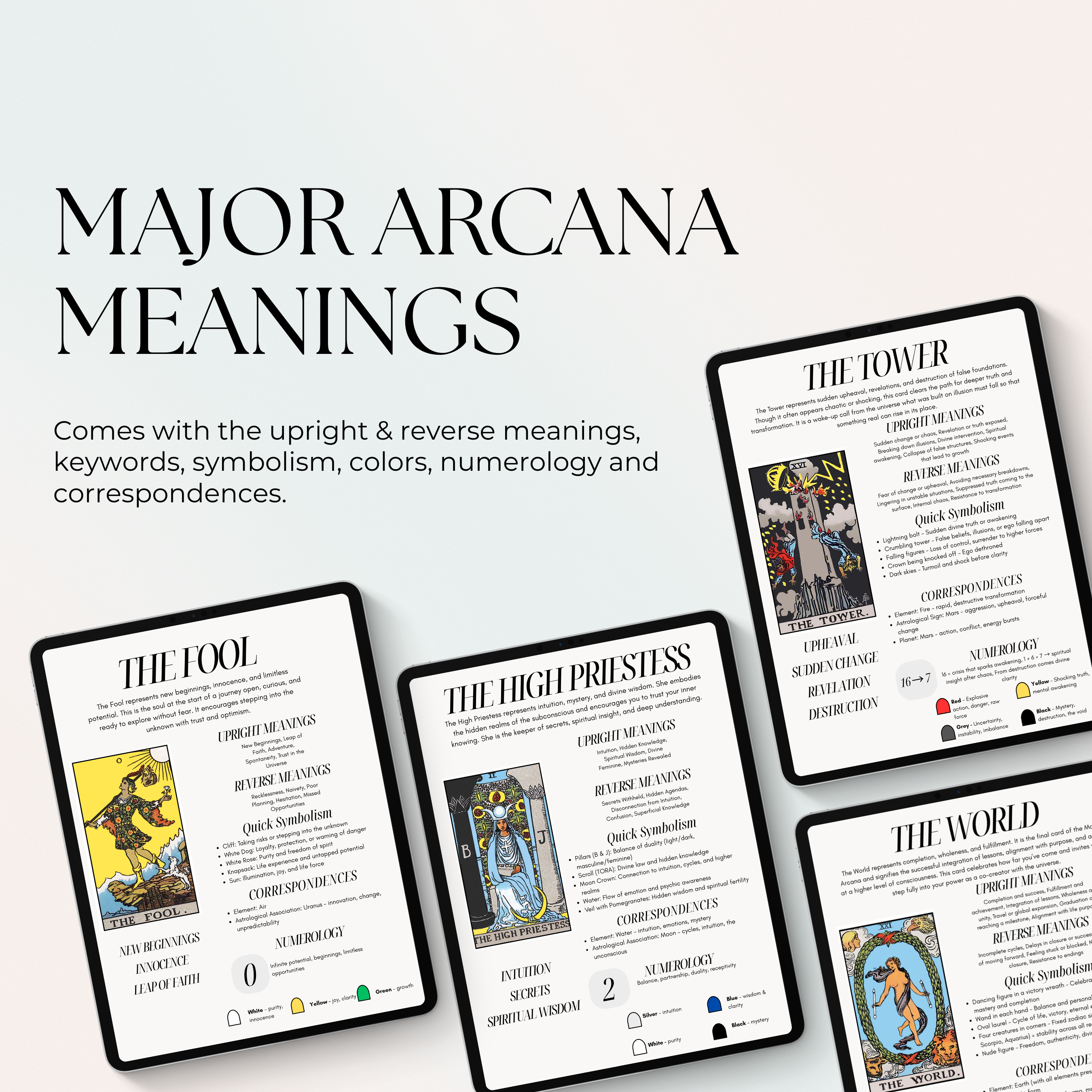 Tarot Cheat Sheet Workbook | Card Meanings, Spreads (PDF)