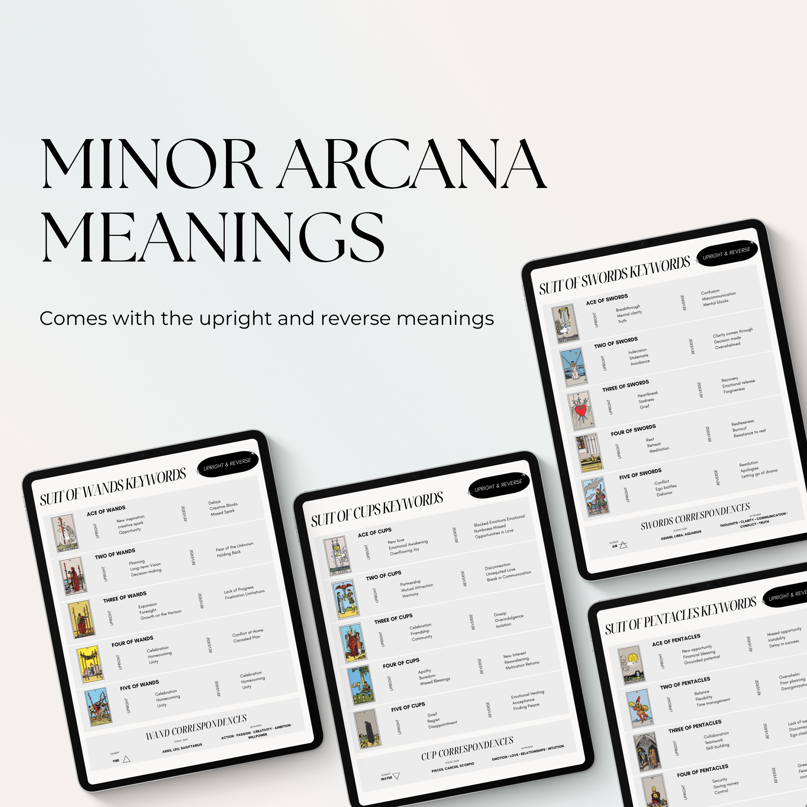 Tarot Cheat Sheet Workbook | Card Meanings, Spreads (PDF)