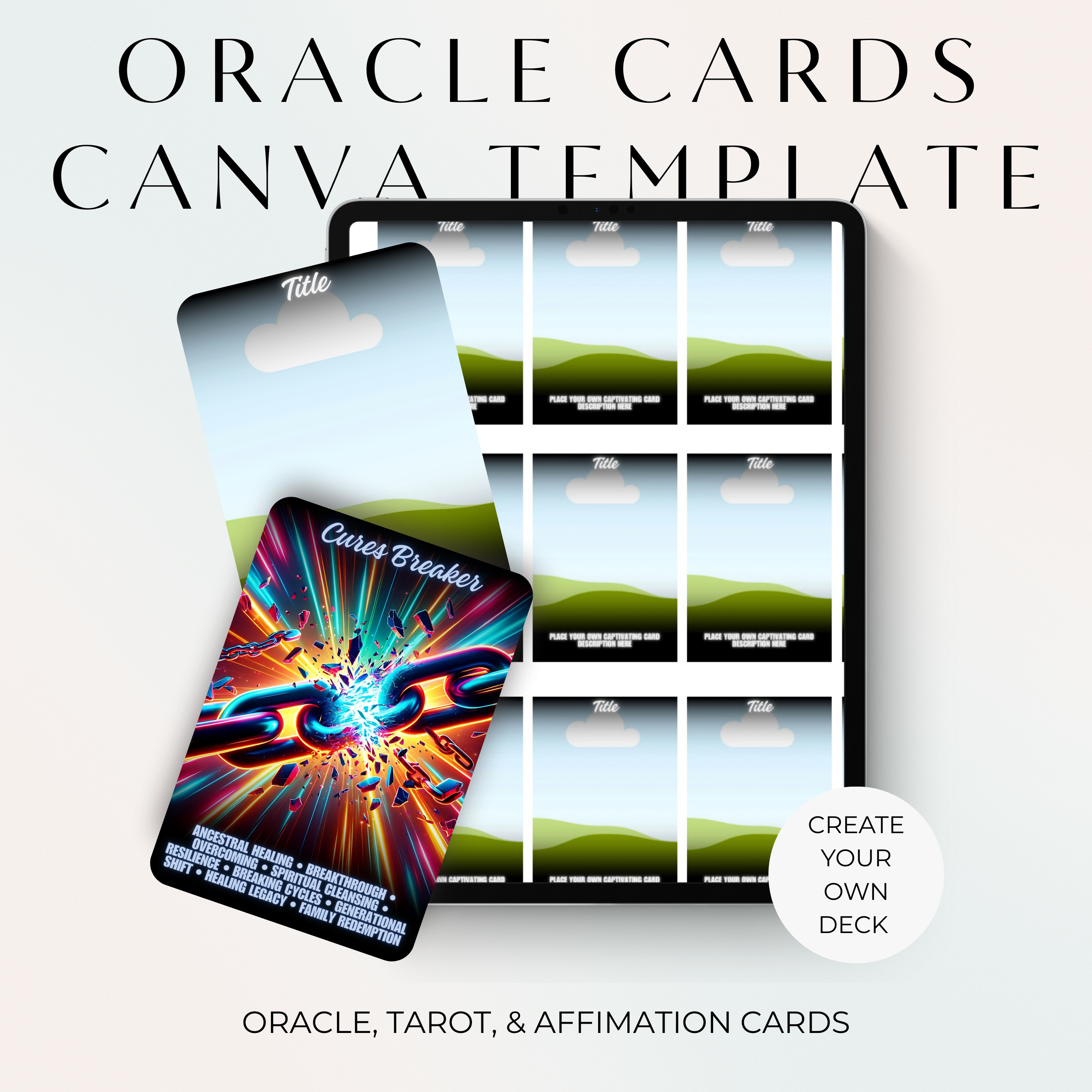 DIY Oracle Card Template: 50 Editable Canva Designs (Digital Download)