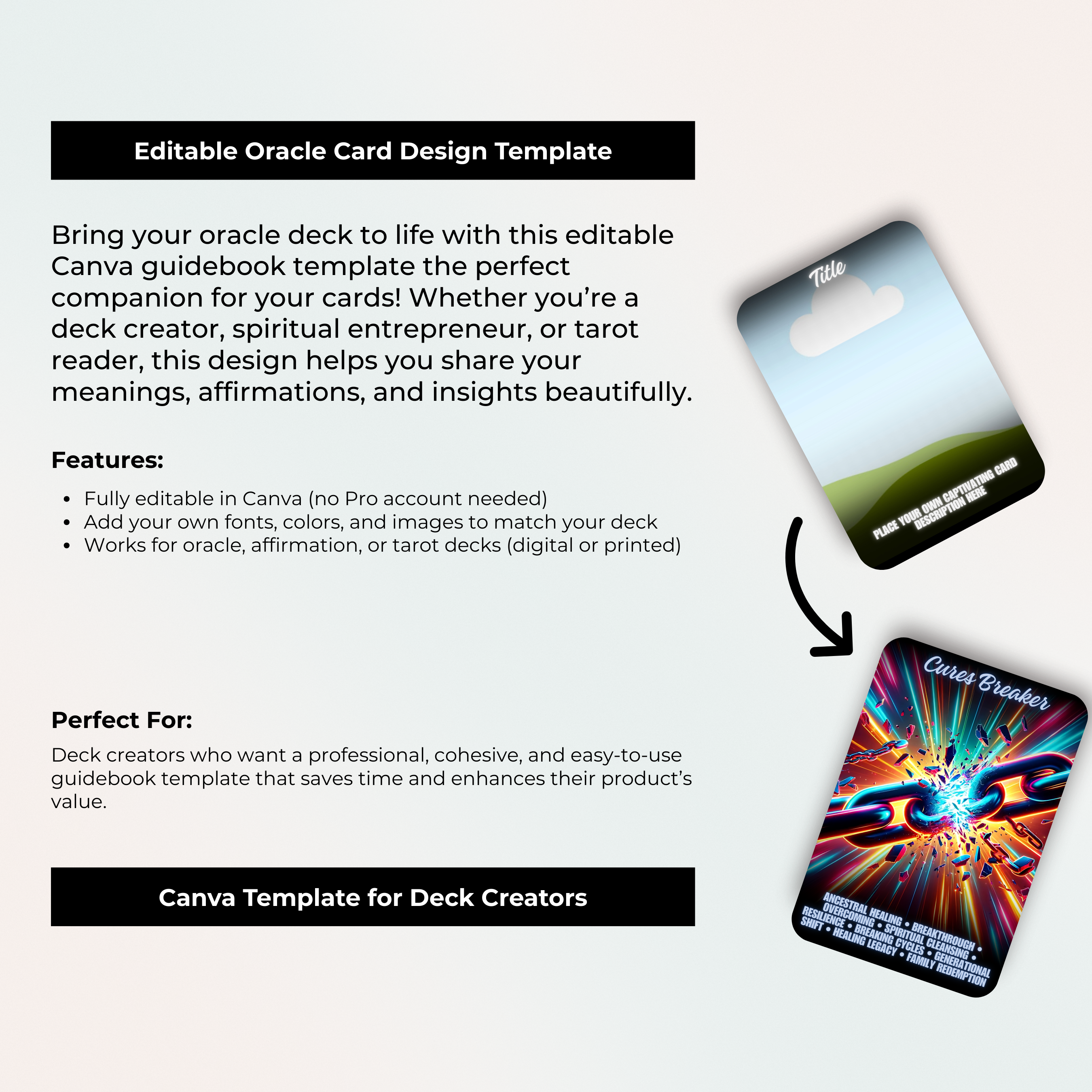 DIY Oracle Card Template: 50 Editable Canva Designs (Digital Download)