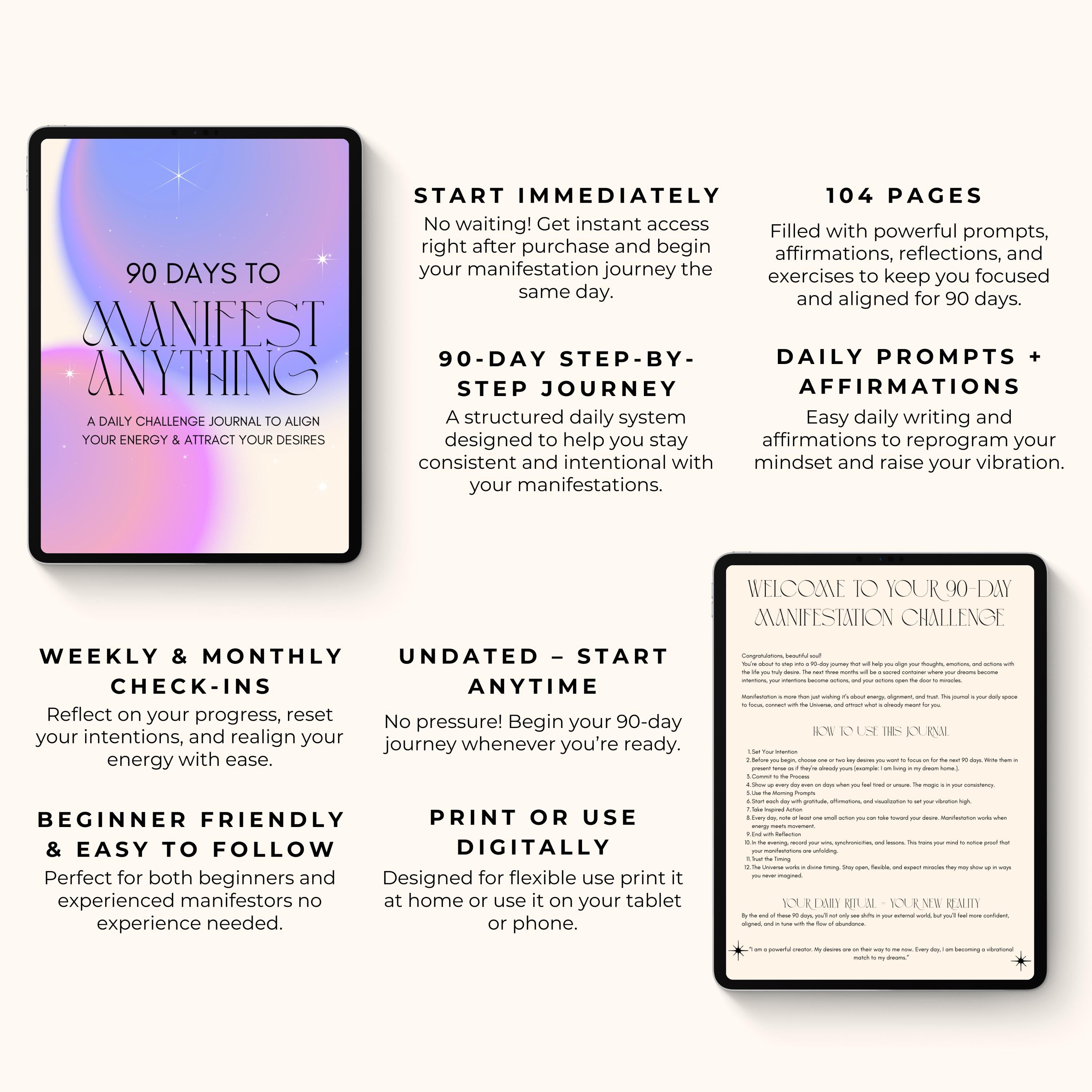 90 Day Manifestation Journal (Printable PDF)